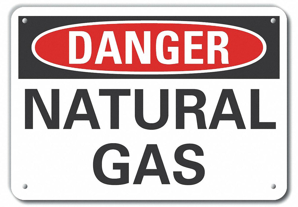 Natural Gas Danger Sign 10x14in Plastic