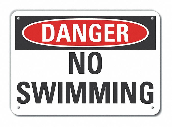 Rflctv No Swimming Danger Sign 10x14in