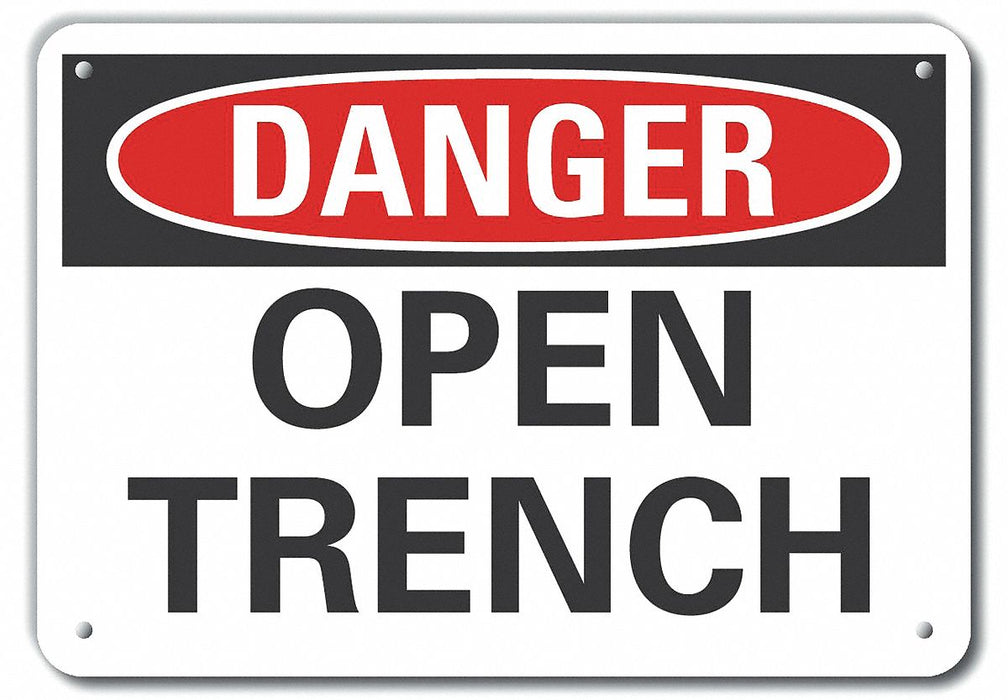 Open Trench Danger Sign 10inx14in Plastc