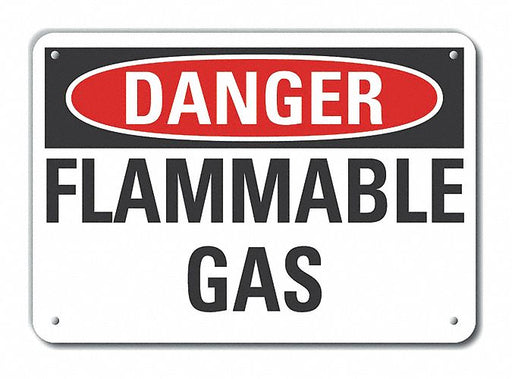 Alum Flammable Gas Danger Sign 7x10in
