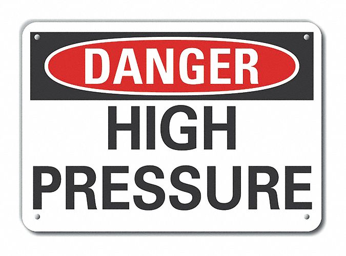Rflct High Pressure Danger Sign 7x10in