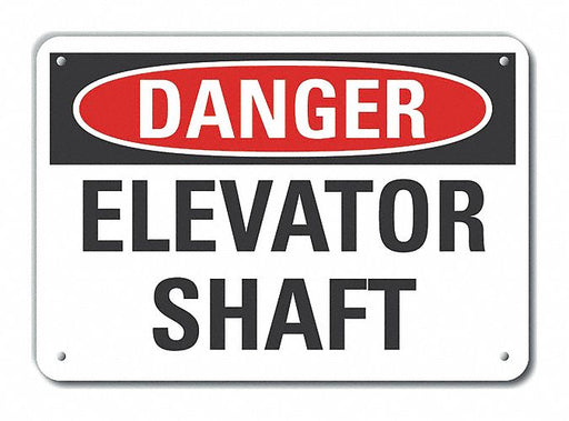 Alum Elevator Hazard Danger Sign 7x10in