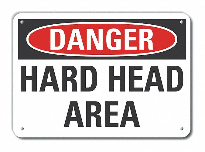 Aluminum Hard Hat Danger Sign 7x10in