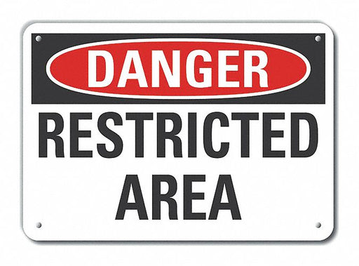 Alum Restricted Area Danger Sign 10x14in