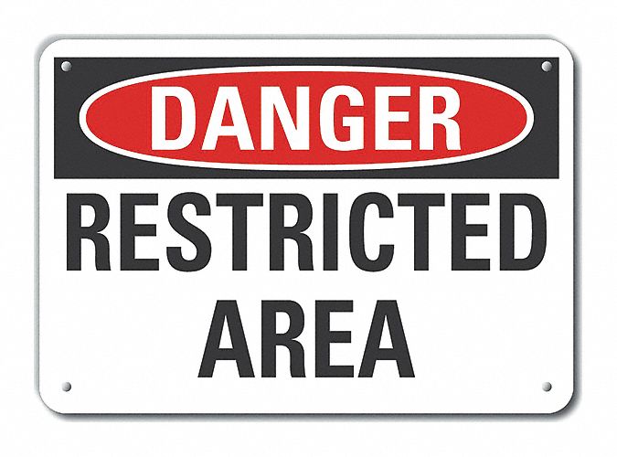 Alum Restricted Area Danger Sign 10x14in