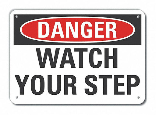 Alum Steps Danger Sign 10x14in Alum