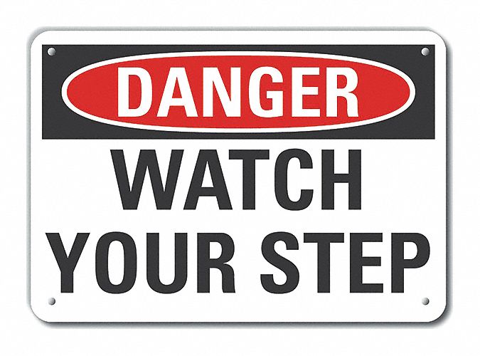 Steps Danger Sign 10x14in Plastic