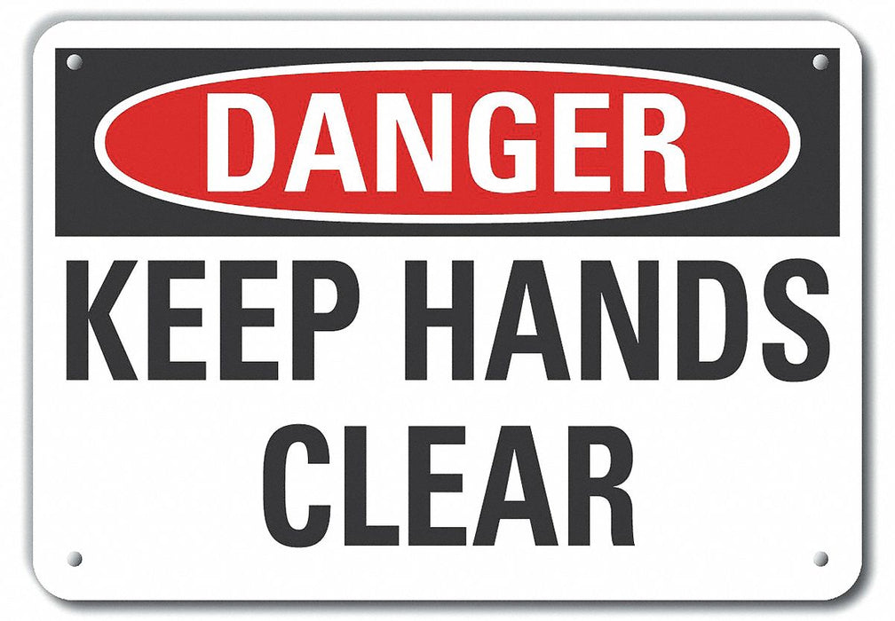 Alum Keep Hand Clear Danger Sign 10x14in