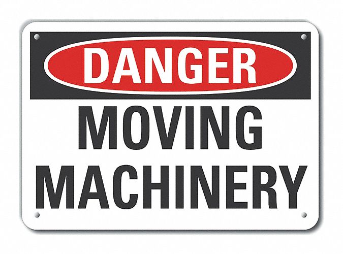 Rflctv Moving Mach Danger Sign 10x14in