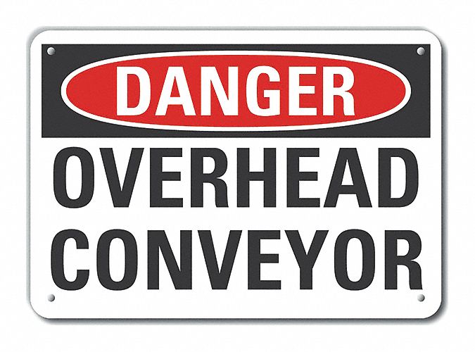 Rflct Conveyor Safety Danger Sign 7x10in