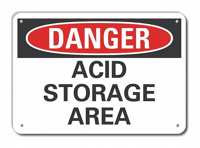 Plastic Acid Danger Sign 10x14in Plastic