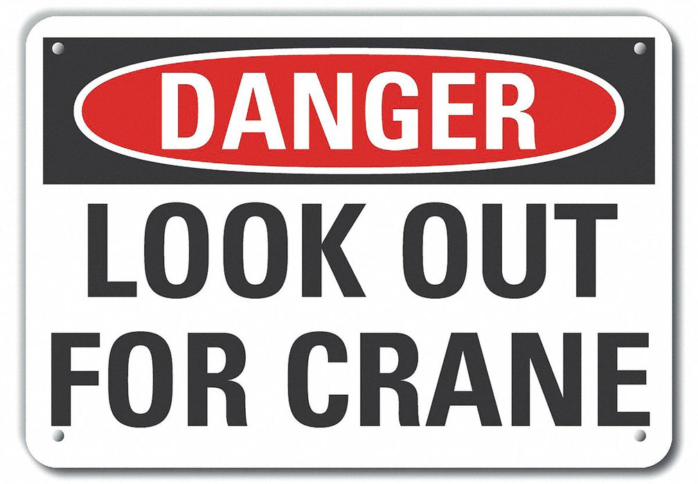 Alum Crane Hoists Danger Sign 10x14in