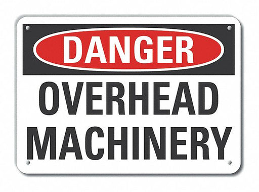 Alum Overhead Hazard Danger Sign 7x10in