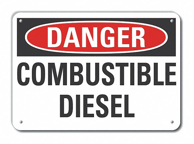 Rflctv Combust Diesel Dangr Sign 10x14in