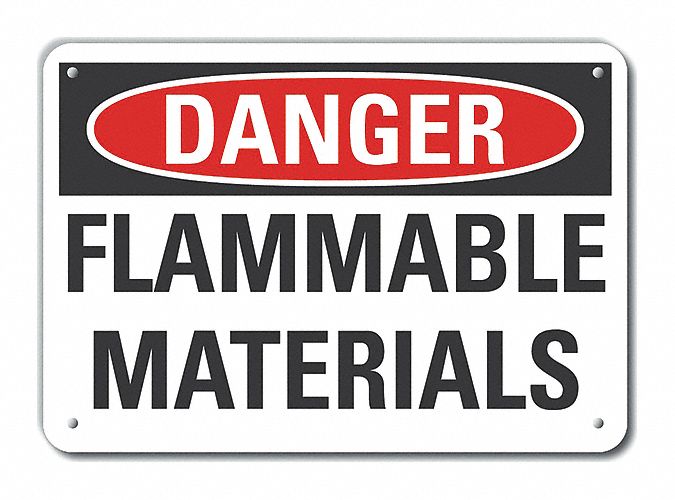 Flammable Mtrl Danger Sign 10x14in Plstc