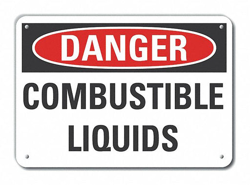 Alum Combust Liquid Danger Sign 10x14in