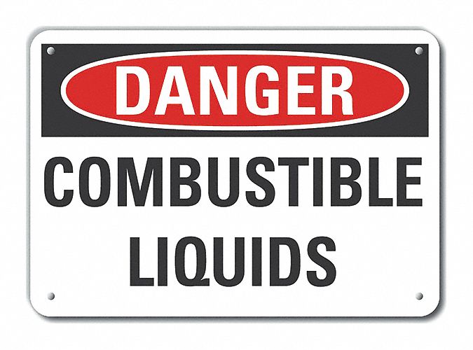 Alum Combust Liquid Danger Sign 10x14in