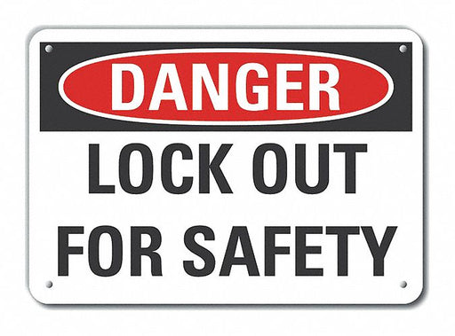 Alum Lockout Tagout Danger Sign 7x10in