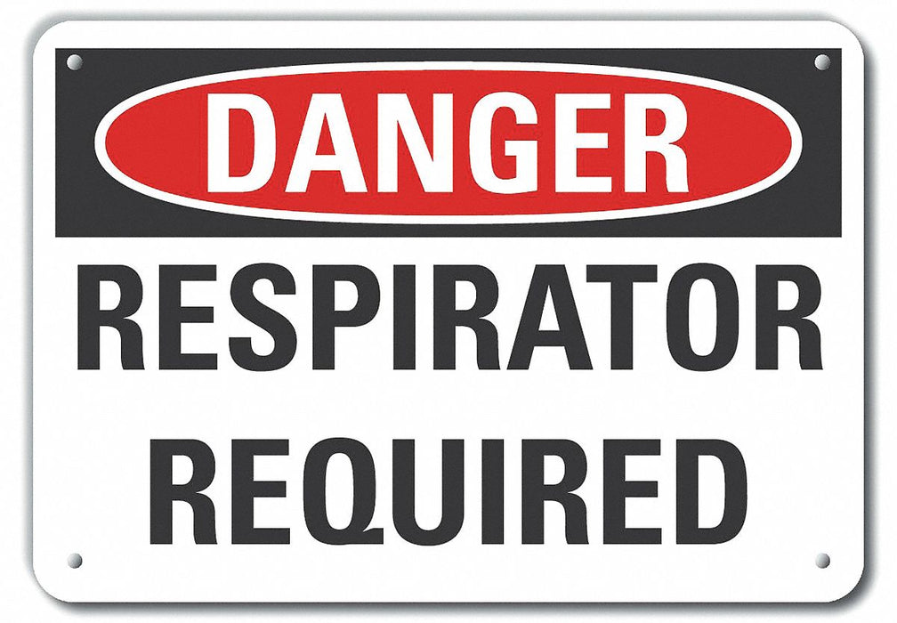 Respirator Required Danger Sign 7x10in