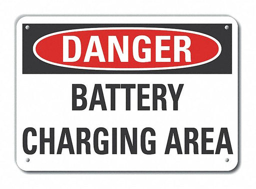Alum Batt. Charging Danger Sign 7x10in