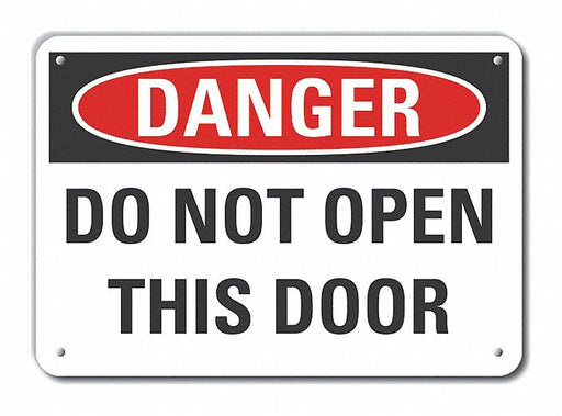 Alum Door Instrction Danger Sign 10x14in