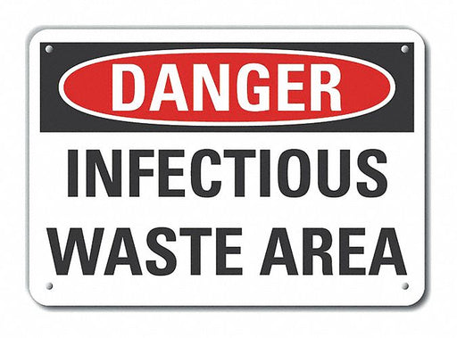 Alum Infectious Waste Danger Sign 7x10in