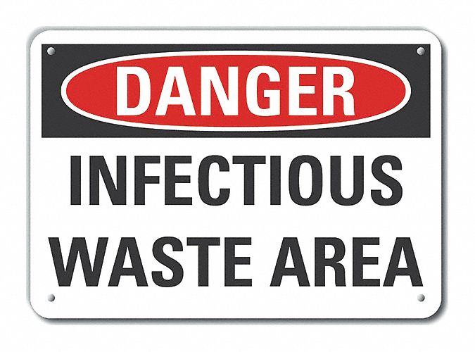 Rflct Infectious Waste DangrSign 10x14in