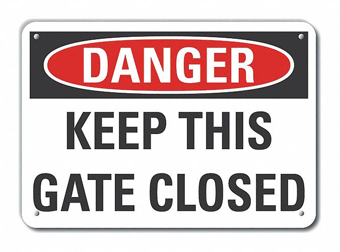Alum Gate Operation Danger Sign 10x14in