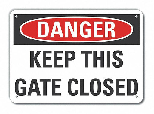 Alumin Gate Operation Danger Sign 7x10in