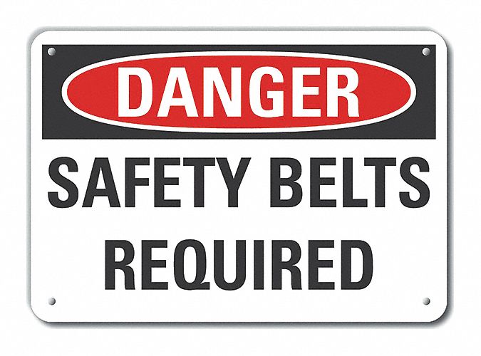 Rflct Safety Belt Danger Sign 10x14in