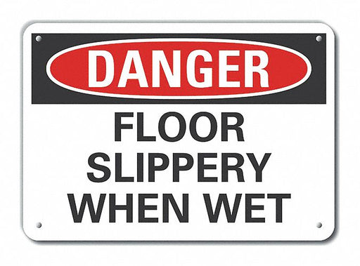 Alum Slippery Floor Danger Sign 10x14in