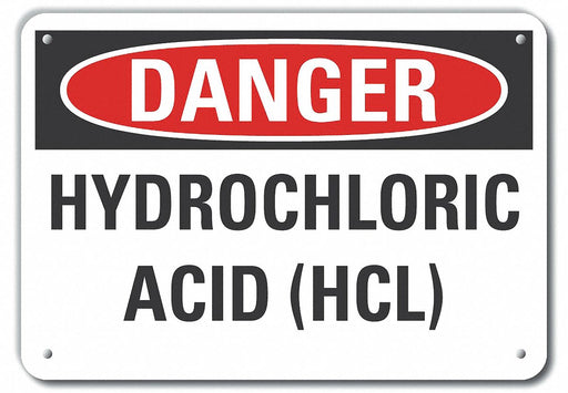 Aluminum HCL Acid Danger Sign 7x10in