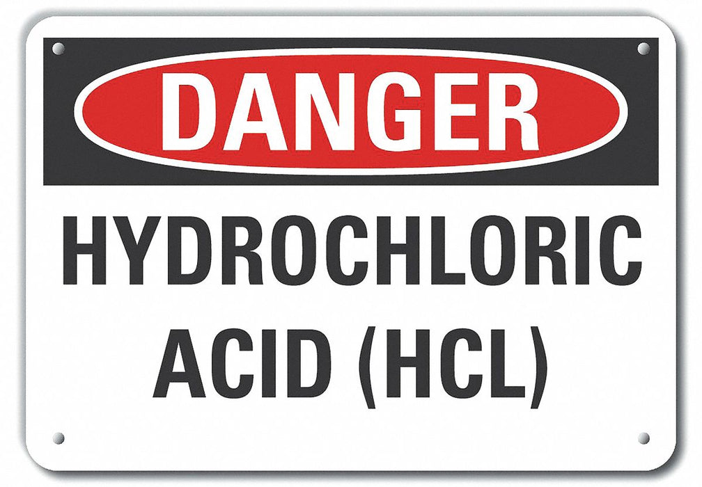 Hydrochloric Acid Danger Sign 10x14in