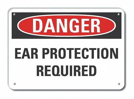 Alum Hearing Danger Sign 10x14in Alum