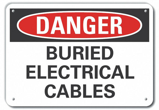 Alum Buried Cable Danger Sign 7x10in