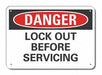 Alum Lockout Tagout Danger Sign 7x10in