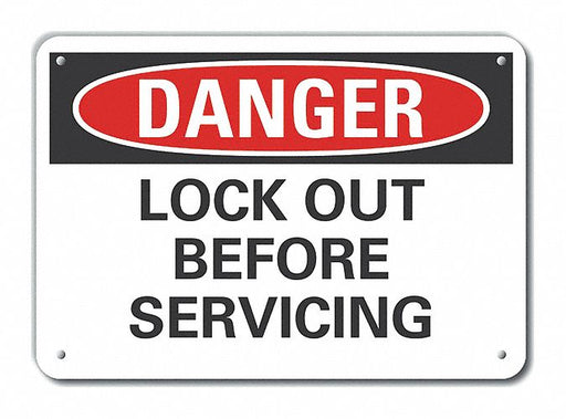 Alum Lockout Tagout Danger Sign 7x10in