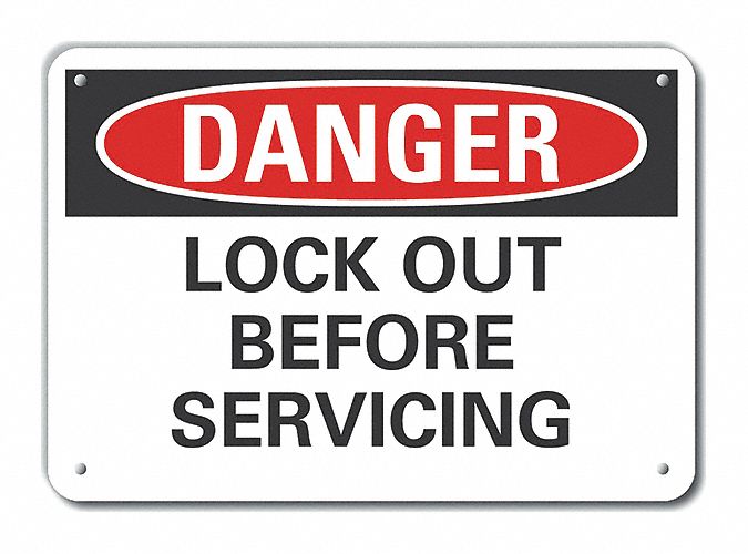 Alum Lockout Tagout Danger Sign 7x10in