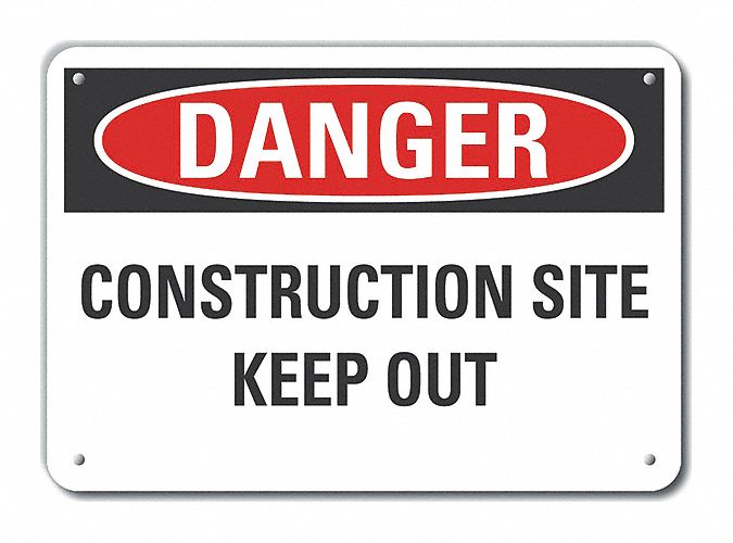 Rflct Construct Area Danger Sign 10x14in