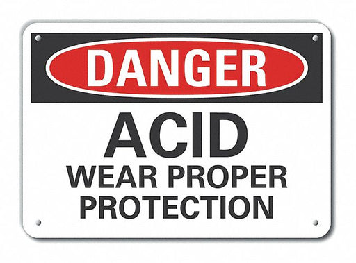 Acid Danger Sign 10inx14in Aluminum