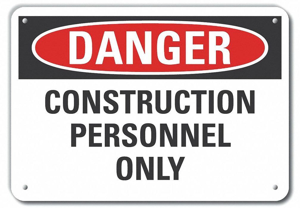 Construct Area Danger Sign 7x10in Plstc