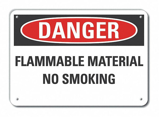 Alum Flammable Mtrl Danger Sign 10x14in