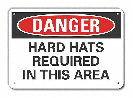 Alum Hard Hat Danger Sign 10x14in Alum