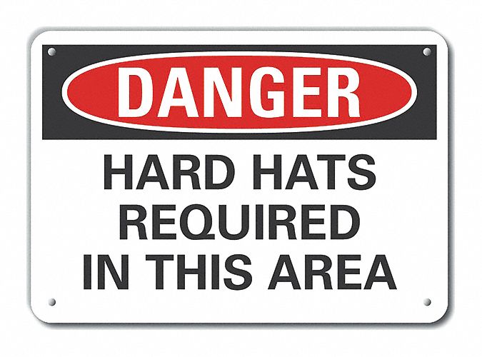 Alum Hard Hat Danger Sign 10x14in Alum