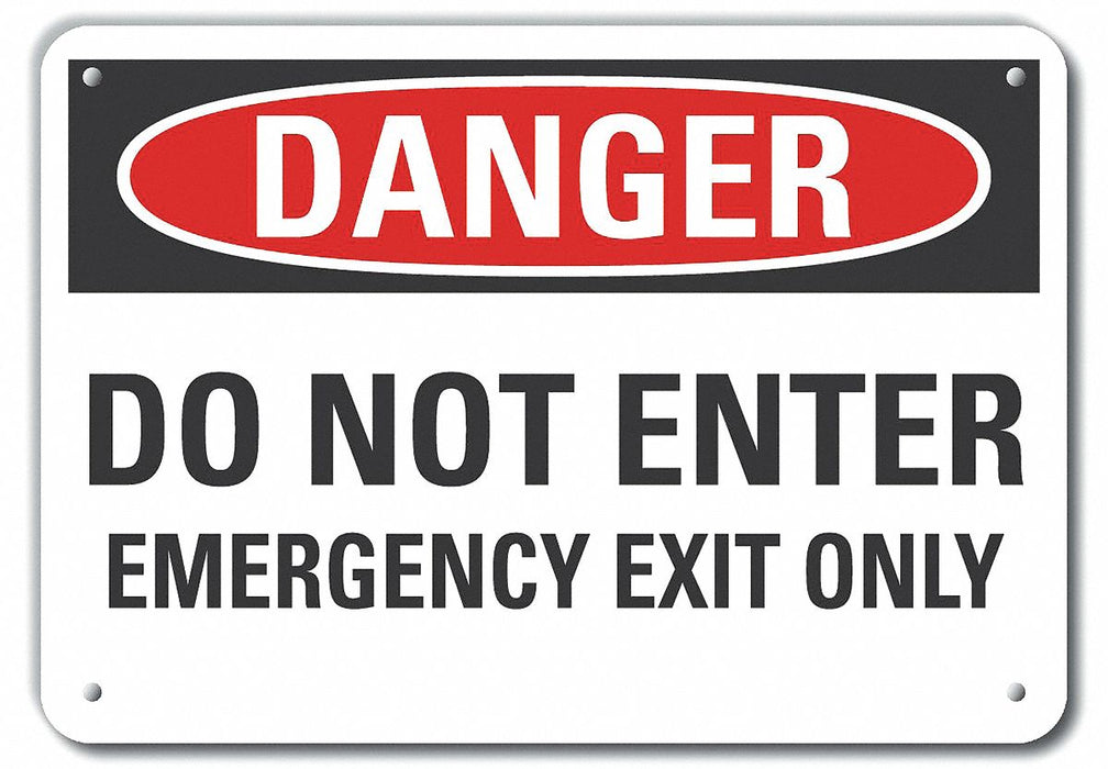 Plstic Emergency Exit Danger Sign 7x10in