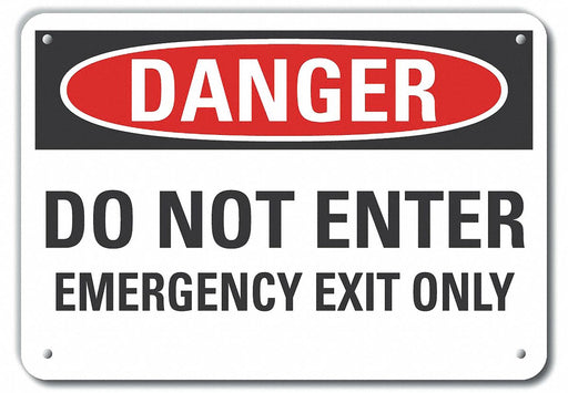 Alumin Emergency Exit Danger Sign 7x10in