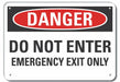 Emergency Exit Danger Sign 10x14in Alum
