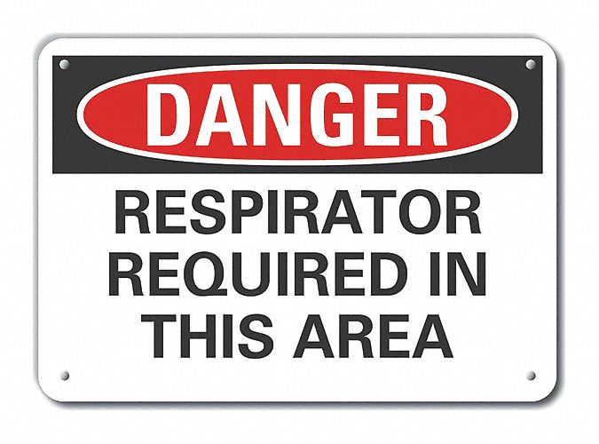 Respirator Required Danger Sign 7x10in
