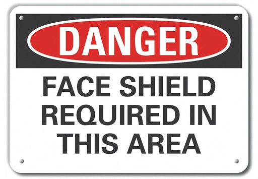 Alum Face Mask Danger Sign 10x14in Alum