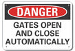 Plstic Gate Opertion Danger Sign 10x14in